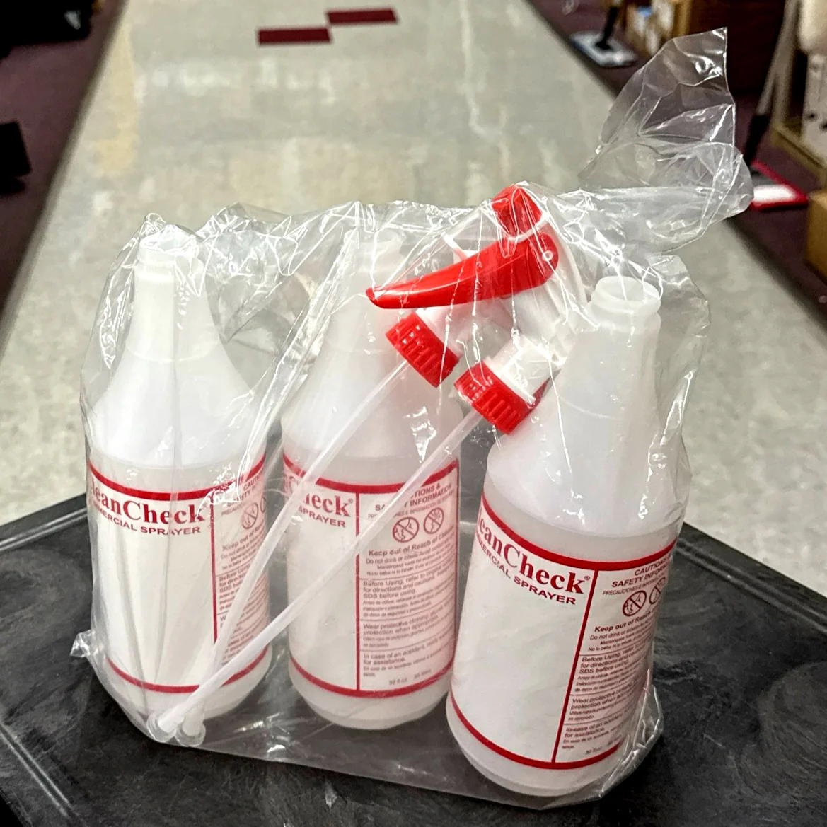 Tolco CleanCheck HDPE 32oz. Bottles with White/Red Trigger Sprayers Imprint 3 / pk (MULTI PACK) - A-Team Window Cleaning