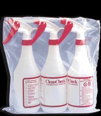 Tolco CleanCheck HDPE 32oz. Bottles with White/Red Trigger Sprayers Imprint 3 / pk (MULTI PACK) - A-Team Window Cleaning